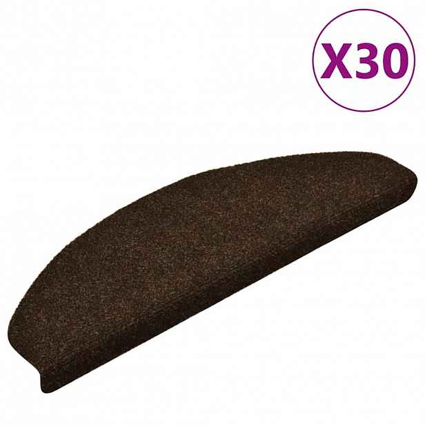 vidaXL Schodové rohože samolepicí 30 ks 65 x 21 x 4 cm hnědé, půlkulaté, velké