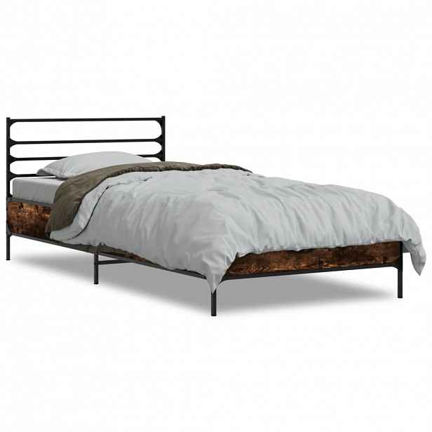 vidaXL Rám postele kouřový dub 90 x 190 cm kompozitní dřevo a kov