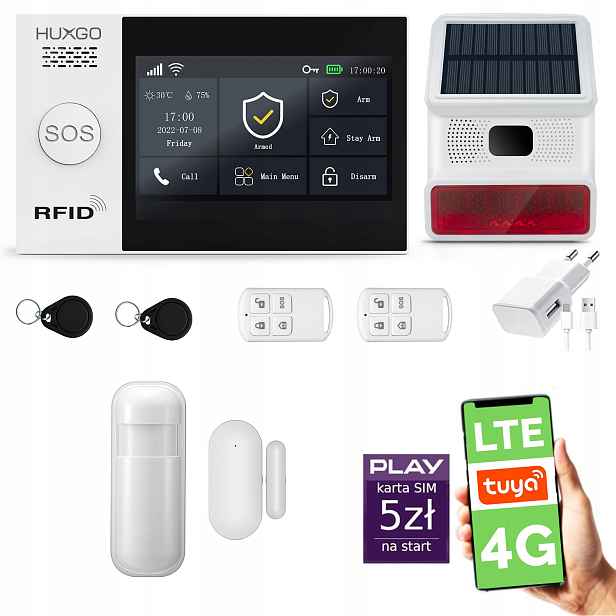 Bezdrátový alarm WiFi Gsm 4G, Tuya, sada alarmu Huxgo HXA007 R1BS