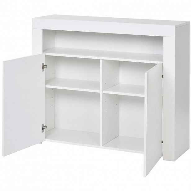 OKWISH BOČNÍ skříň 108/40/92 cm bílá z MDF s LED osvětlením a USB nabíjením