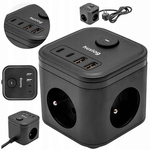 Prodlužovací Kabel Napájecí Kostka 4 Usb 3 Zásuvky Smart Lišta Huslog