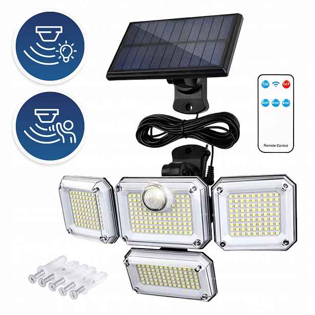 Solární Lampa se Senzorem Pohybu 6500K 3 režimy Osvětlovač ovladač