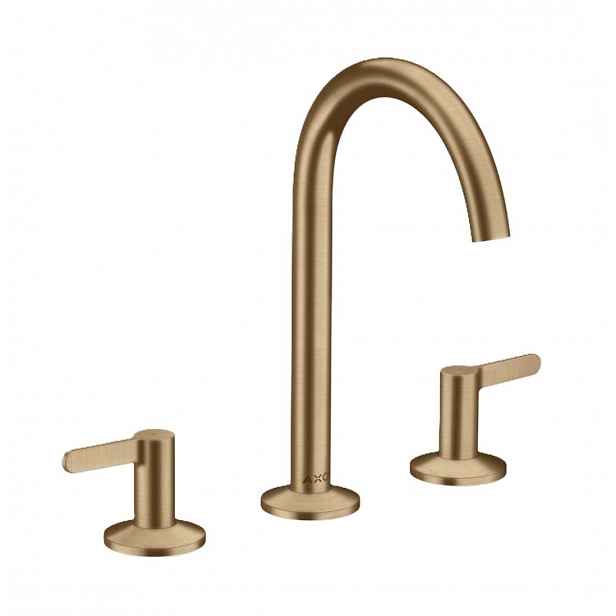 Axor One - Umyvadlová baterie s výpustí Push-Open, 3-otvorová instalace, EcoSmart, kartáčovaný bronz 48050140
