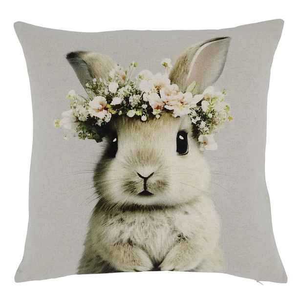 Béžovo-šedý povlak na polštář s králíčkem Rabbi - 45*45 cm Chic Antique