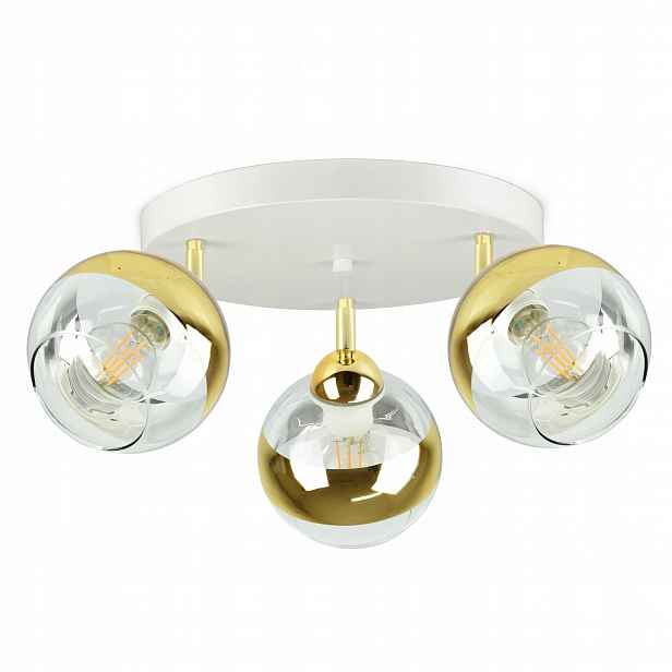 Stropní Svítidlo Bílý zlatý lustr Glass EG3 Led