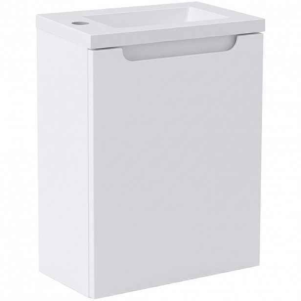 Umyvadlová skříňka pro WC Sora - bílá matná + umyvadlo z lit. mramoru - bílá matná - 40x57,5x22 cm