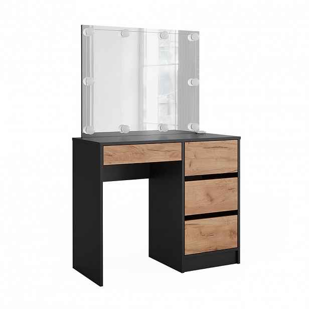 Vicco TOALETNÍ STOLEK Sherry Antracit/zlatý dub 90 x 75 cm se zrcadlem a LED osvětlením