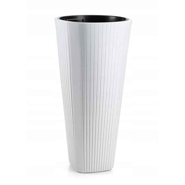 Vysoký Velký Květináč Květináč Bílý Moderní s vložkou do zahrady 39xh81 cm