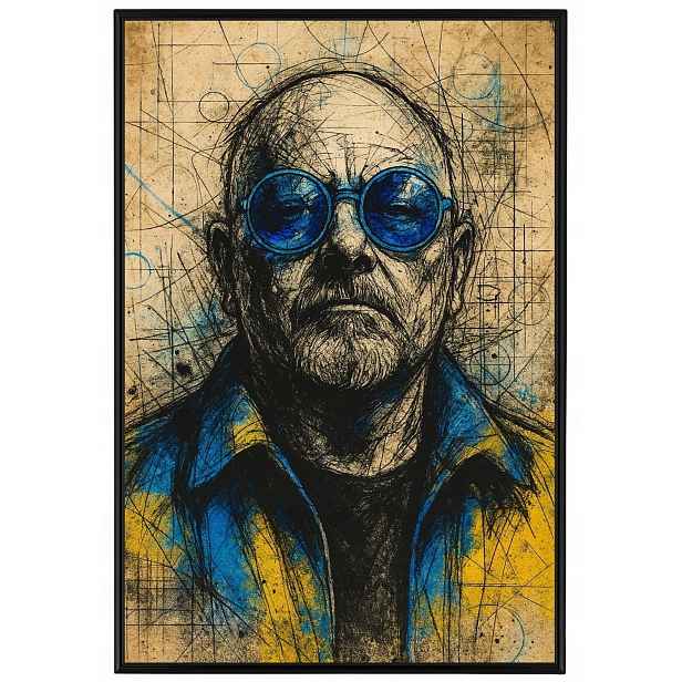 Plakát Rámeček Hliníková Grafika Portrét Skica Muž Kresba 40x60
