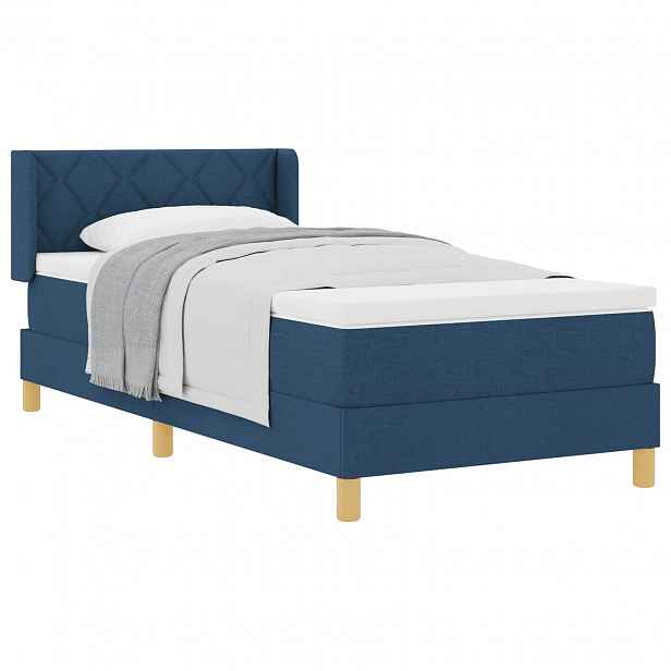 vidaXL Postel s boxspringem s čelo Modrá 200 x 100 cm textil