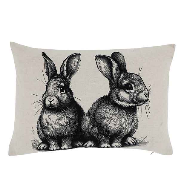 Béžový povlak na polštář s králíčky Rabbi - 35*50 cm Chic Antique