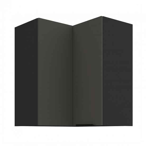 Horní rohová skříňka LUNARA 2 - 60x60 cm, grafit / černá