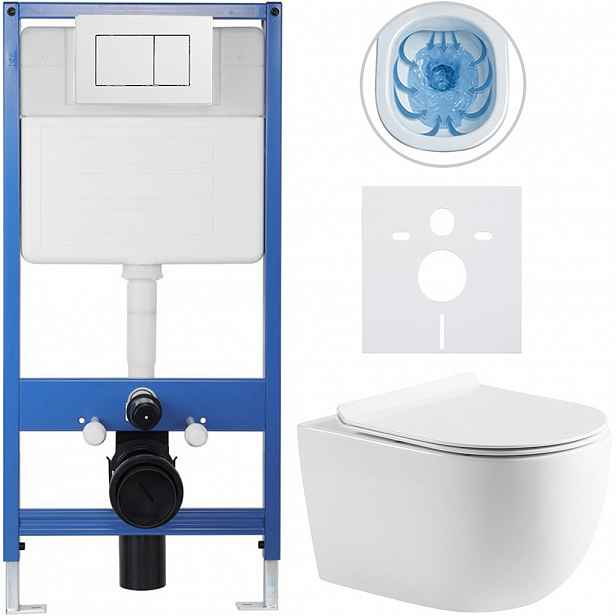 Kompletní WC set Profi/Felci - bílá lesklá - WC tlačítko Classic/Bílá - předstěnová instalace - 52,5x36 cm
