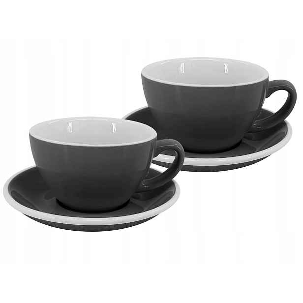 Set 2 ks Latte šálek s podšálkem Roma, 250 ml, šedý