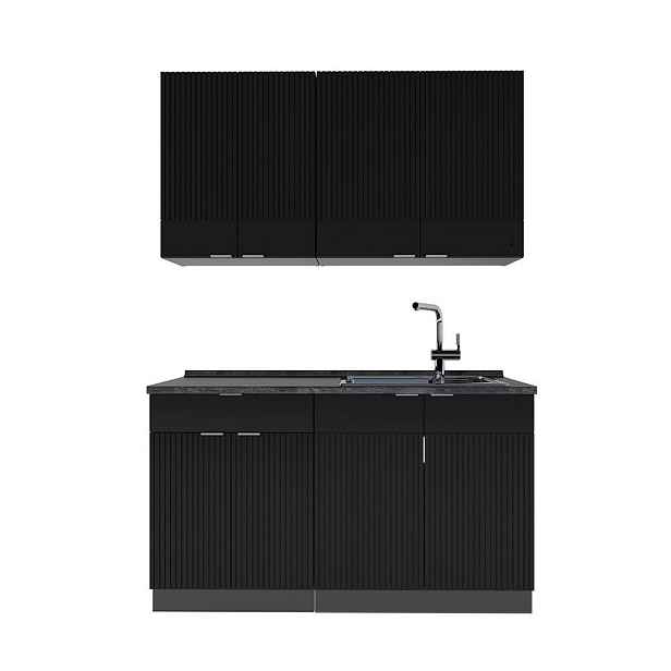 Vicco JEDNOTKOVÁ KUCHYNĚ Fame-Line Černý pruhovaný/antracitový 140 cm bez pracovní desky