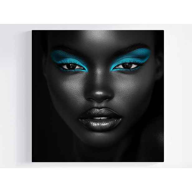 Obraz Na Plátně Canvas Portrét Žena Tvář Makro Foto Neon Turkus 50x50