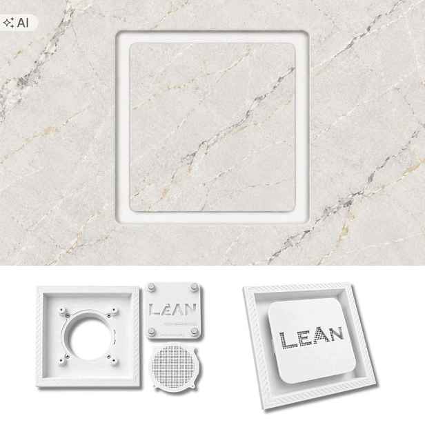 Skrytá ventilace LeAnKeramixPro rám pod světlé dlaždice Ø 125 mm, bílá