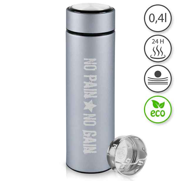 TFY No.93158-3GREY Termoska na kávu a čaj se sítkem, 0,4 L