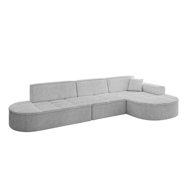 ALTDECOR ROHOVÁ SEDAČKA s otomanem, pravá TARO-L2 328x171x79,5 Šedá Manšestr