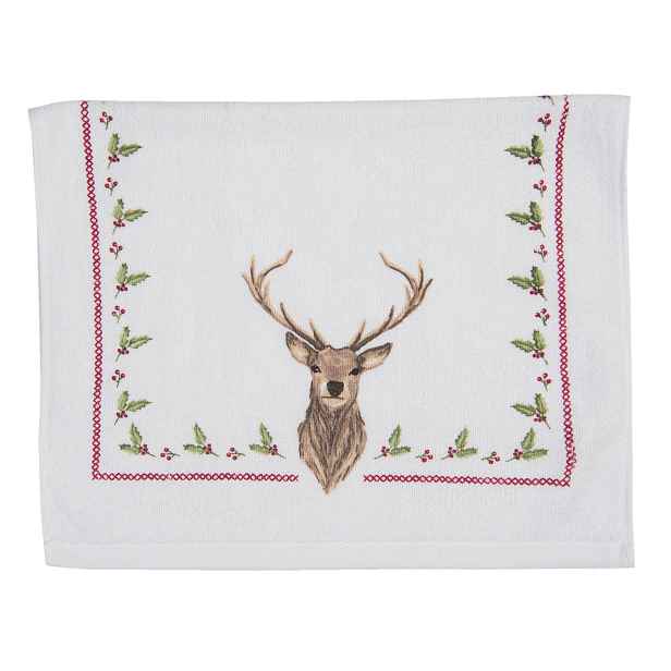 Froté kuchyňský ručník s jelenem Cosy Lodge - 40*66 cm Clayre & Eef