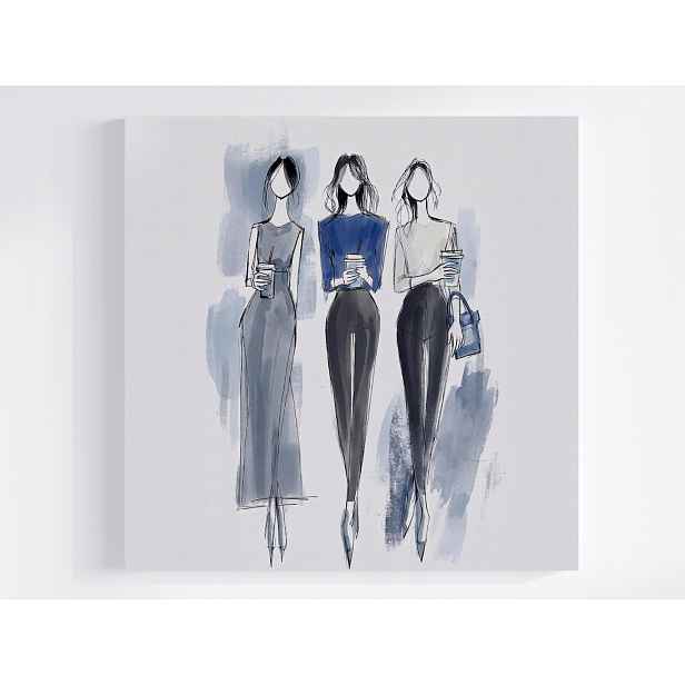 Obraz Na Plátně Canvas Ženy Dívky Modelky Móda Procházka Káva 50x50