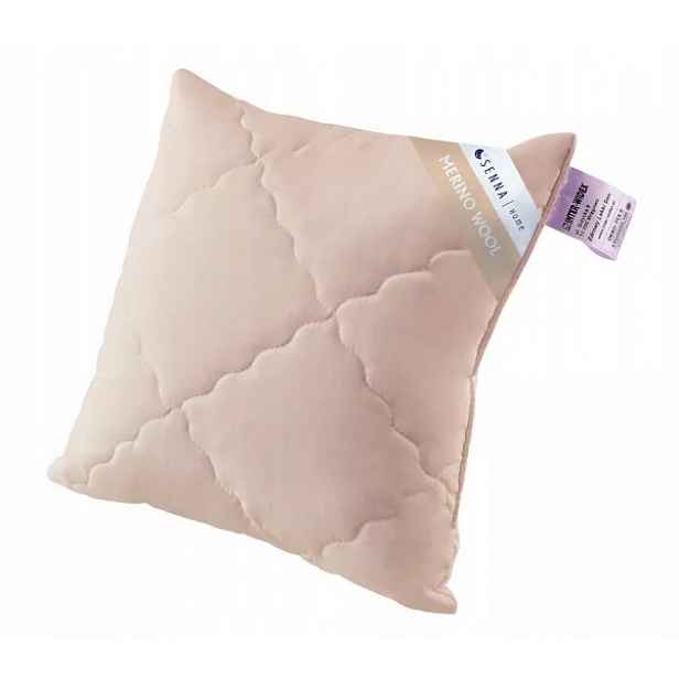 Polštář 40x40 Merino Wool růžový, nastavitelný, 0,25 kg, 100% vlna