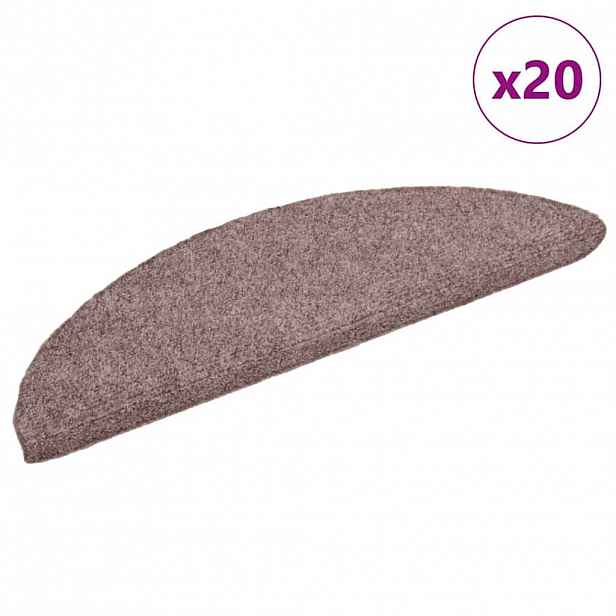 vidaXL Schodové rohože samolepicí 20 ks 56x17x3 cm světle hnědé, půlkulaté