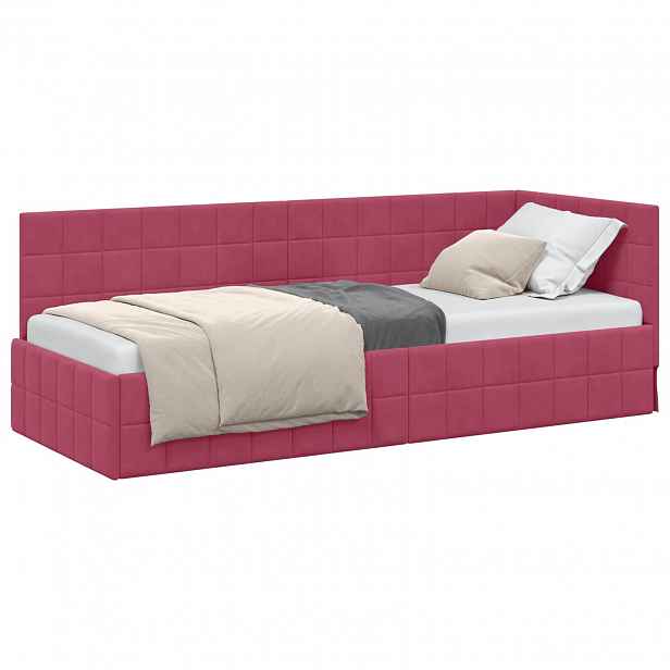 vidaXL Rohový rám postele Víno Červené 80 x 200 cm samet