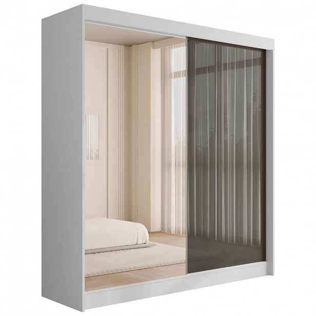 ALTDECOR ŠATNÍ SKŘÍŇ VESLI – 200 cm – bílá|šedá