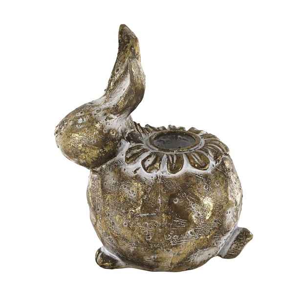 Mosazný antik svícen králík na úzkou svíčku Rabbi - 11*7*12 cm Chic Antique