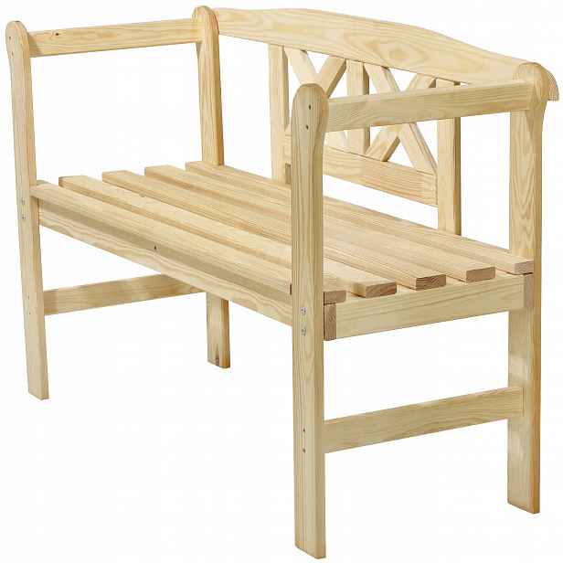 Zahradní Lavice Dřevěná Parková S Opěradlem 119 CM Terasa Zahrada