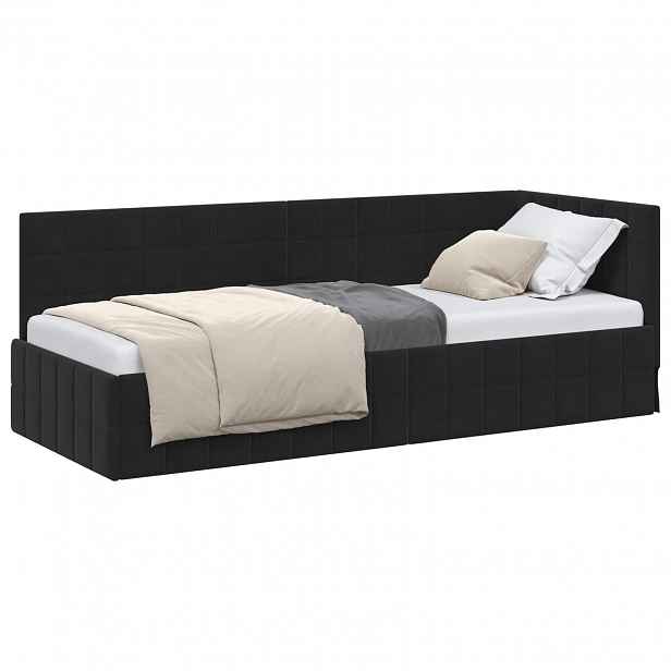 vidaXL Rohový rám postele Černá 80 x 200 cm samet