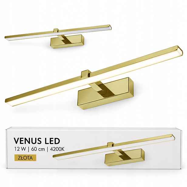 Interiérové svítidlo Venus 12W 60cm zlaté Led nástěnné 840lm 4200K IP44 obývací pokoj