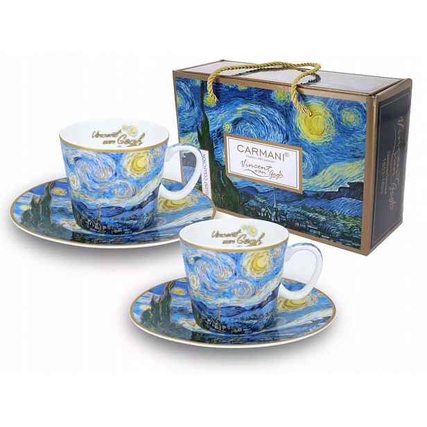 Sada 2 šálků espressa V. Van Gogh Hvězdná noc Carmani