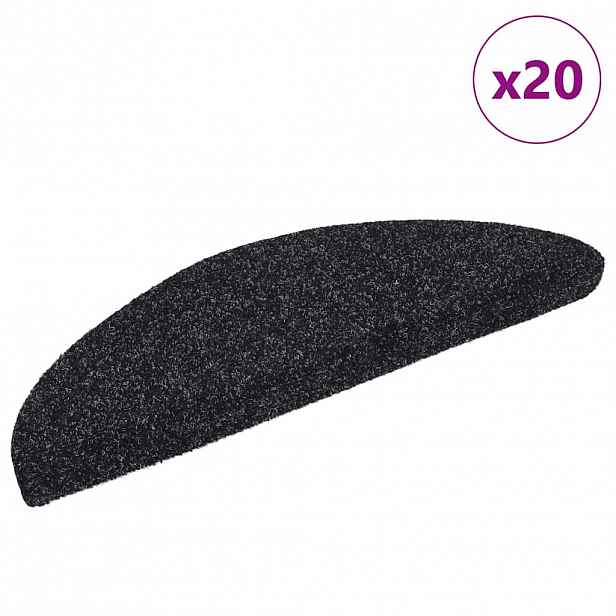 vidaXL Schodové rohože samolepicí 20 ks 56 x 17 x 3 cm černé, půlkulaté