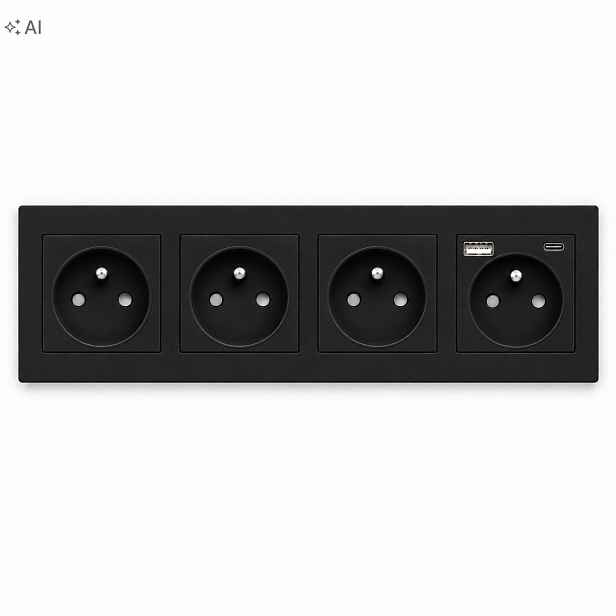 Čtyřnásobná Zásuvka 299 mm 16 A Usb A-c Kontakt Plastová 3.1 A Quick Charge