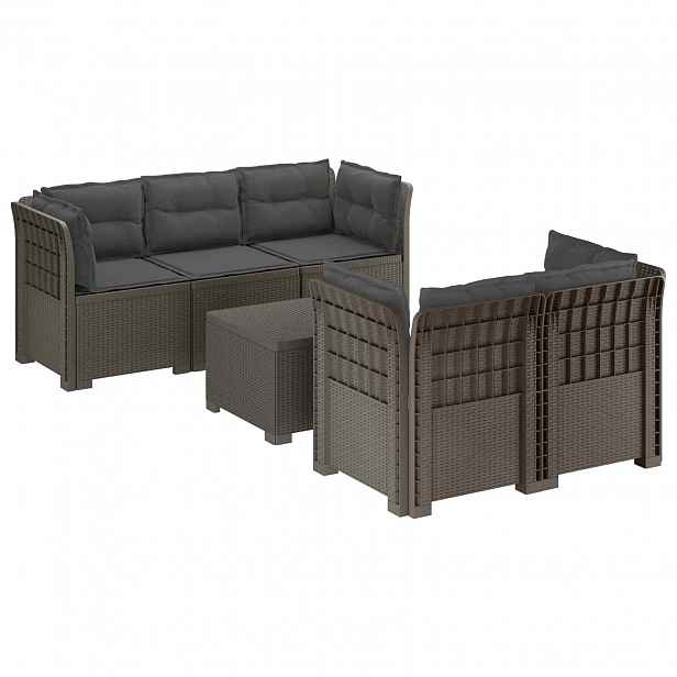 vidaXL 5-místné Zahradní Sofa s Polštáři ve Vzhledu Ratan PP
