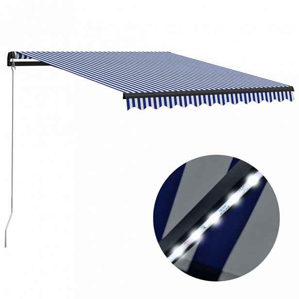 Ručně zatahovací markýza s LED světlem 350x250cm Dekorhome Oranžová