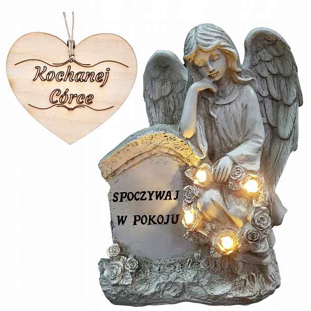 Hřbitovní Svíčka Anděl strážný S Nápisem Odpočívej V Pokoji Na Hrob Dcery 21,5 CM