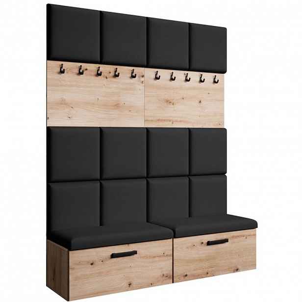Beautysofa PŘEDSÍŇOVÁ sestava Margaret I+I 162/203/43 s čalouněnými panely a botníkem, dub artisan