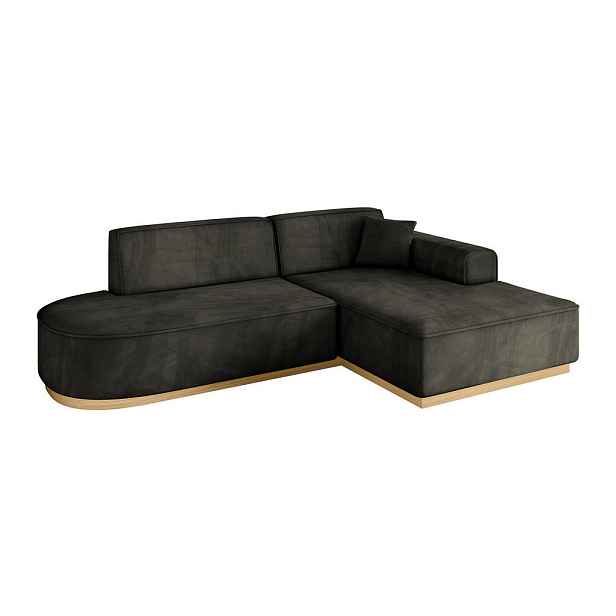 ALTDECOR ROHOVÁ SEDAČKA s otomanem, pravá IREA-L1-v2 232x165x80 Černá Velur