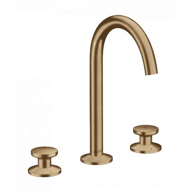 Axor One - Umyvadlová baterie s výpustí Push-Open, 3-otvorová instalace, EcoSmart, kartáčovaný bronz 48070140