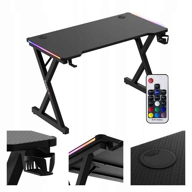 Herní stůl Huzaro černý, pro mládež , malý, s Rgb Led osvětlením