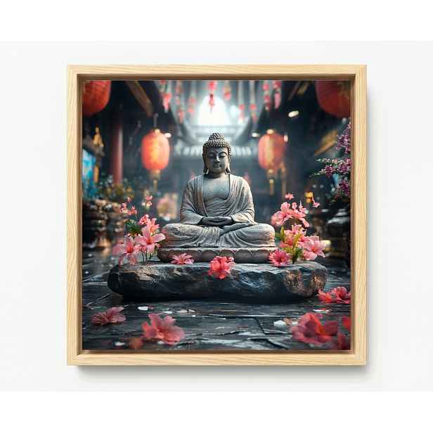 Obraz Rám Americký Box Náboženství Víra Buddhismus Socha Buddha Chrám 60x60