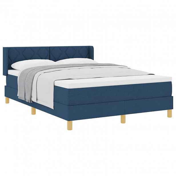 vidaXL Postel s boxspringem s čelo Modrá 190 x 140 cm textil