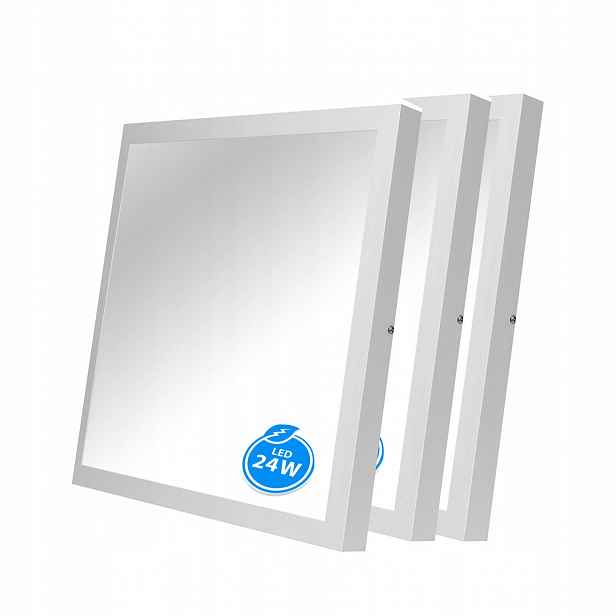 3x Panel Stropní Svítidlo Led Nástěnný 24W 30x30cm Čtverec CCD Bílý