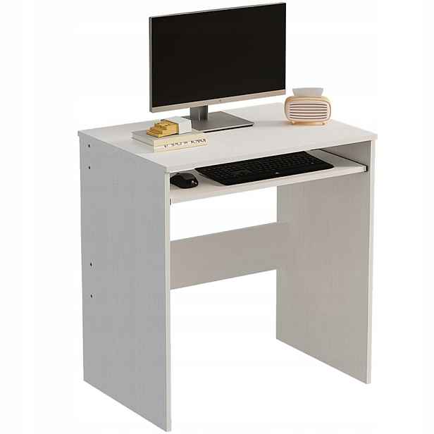 Počítačový Stůl, Bílý, Moderní Stůl S Poličkou Na Klávesnici, Loft, 70 CM