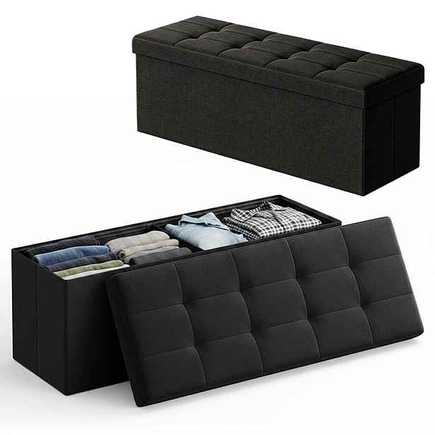 Skládací úložná nádoba se sedákem černá 110L 110x38x38 cm