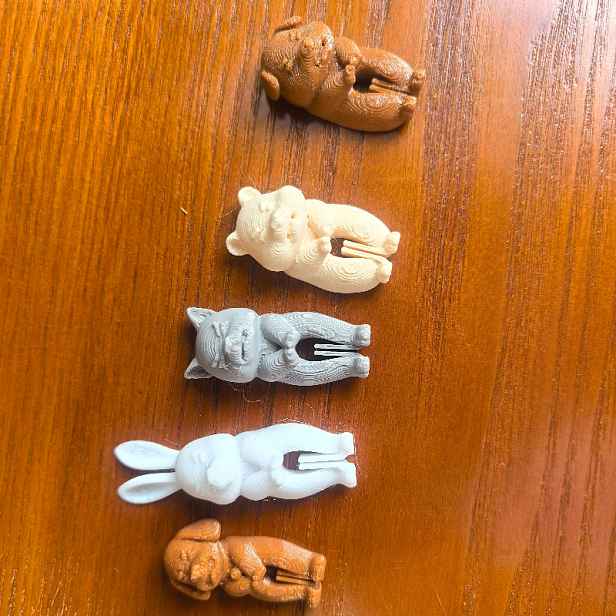 TEMU 5ks Kreativní 3D Sponky na Uzavírání Svačin s Zvířecího Týmu, Různé Roztomilé Mazlíčky: Štěně, Králík, Šedá Kočka, Medvídek, Trojrozměrné