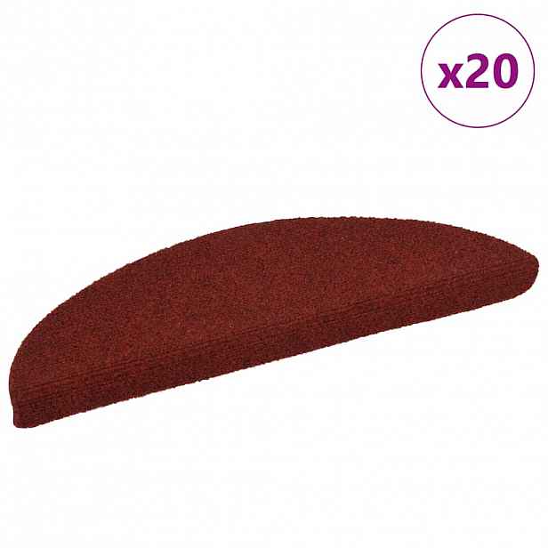 vidaXL Schodové rohože samolepicí 20 ks 56 x 17 x 3 cm vínově červené půlkulaté